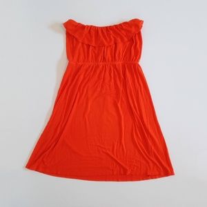 Velvet Torch Orange Strapless Dress